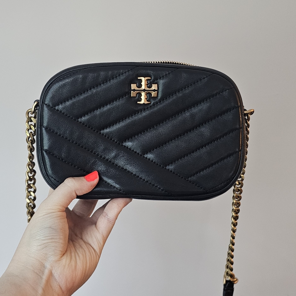 Tory Burch Kira Black Quilted Crossbody Camera Bag